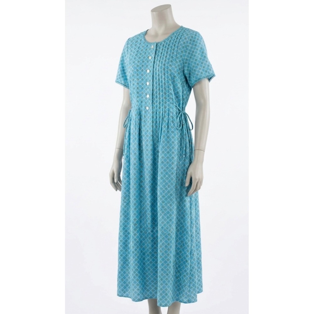 VTG 90s‎ Sarah Elizabeth Rayon Cottagecore Prairie Maxi Dress M Blue Floral 12